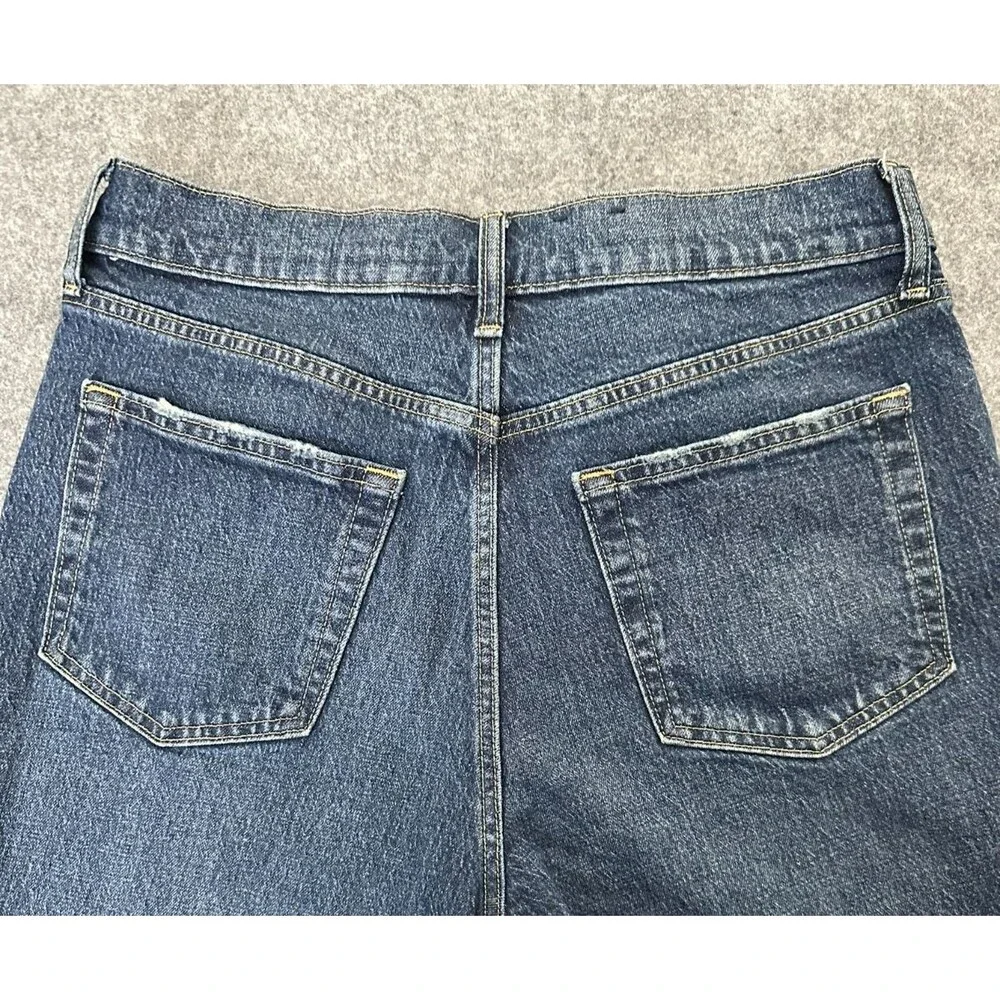 GAP Cheeky Straight High Rise Cropped Jeans 10R/31 Dark Wash Raw Hem Button Fly - Picture 13 of 13